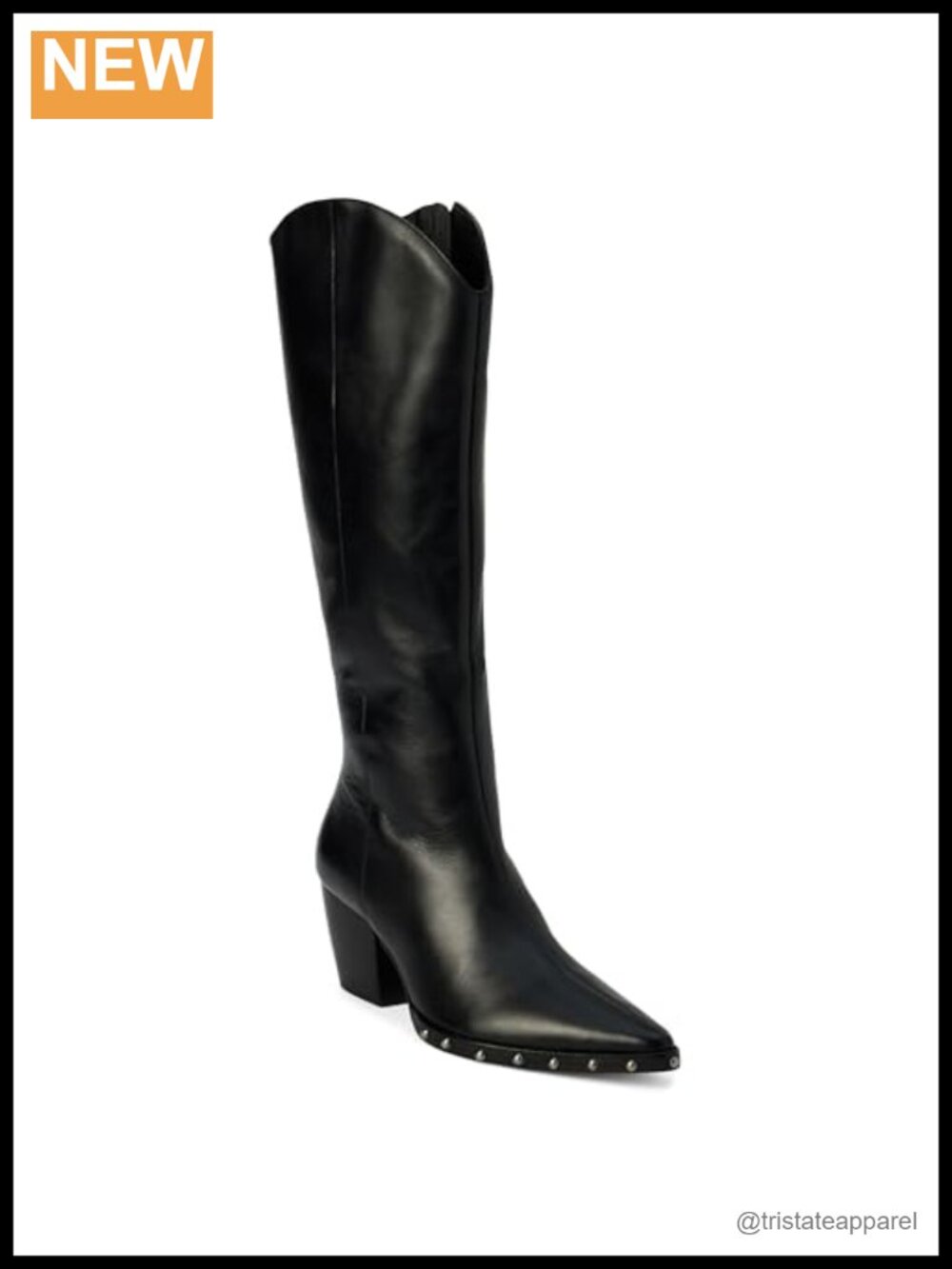 Matisse Leather Knee High Boots Zip Pointed Toe Low Heel 15in Shaft